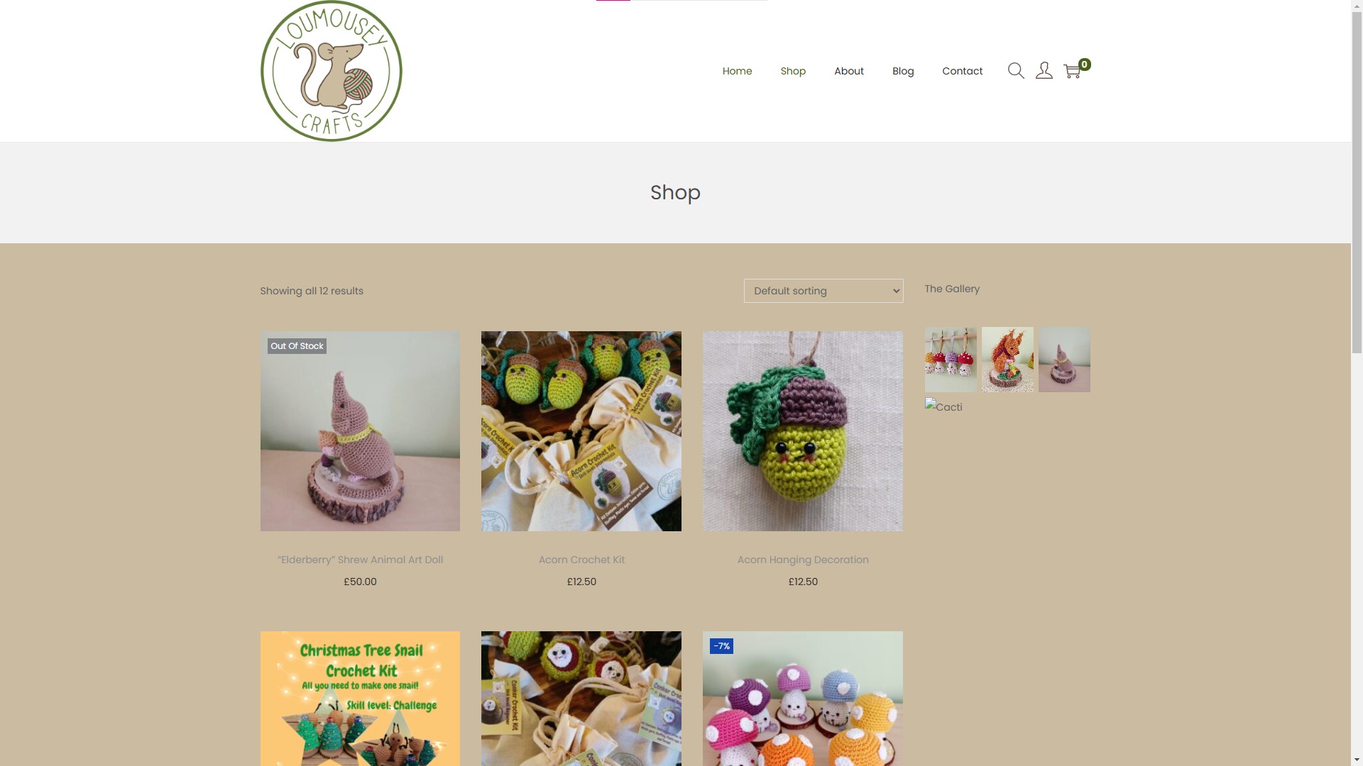 Loumousey Crafts WordPress website using WooCommerce